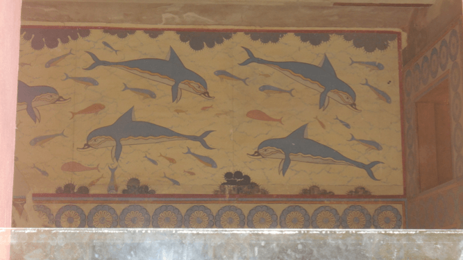 Dolphin Fresko at the Minoan Palace of Knossos