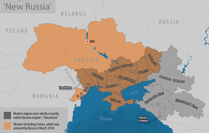 Map of Novorossiya (New Russia)