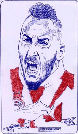 Sketch of Konstantinos Mitroglou at Olympiacos