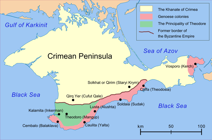 Map of Crimea showing Caffa
