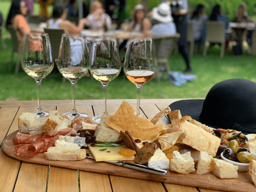 Grazing board and white wine flight at Trofeo Estate - Greek restaurant Mornington Peninsula